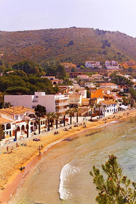 Bay, Moraira, former fishing village, pearl of the Costa Blanca, Mediterranean Sea, Playa del Portet, Valencia, Spain