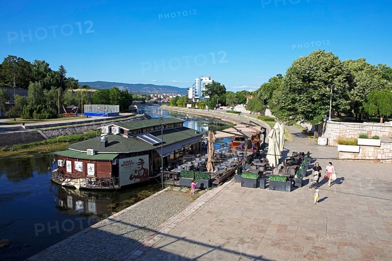 Restaurant boat on the Nišava river, old town, Niš, Serbia