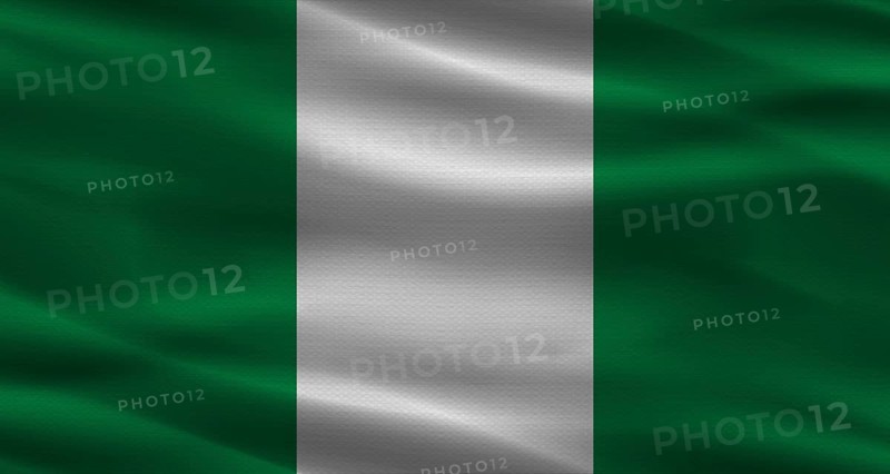 Nigeria flag with fabric texture. Realistic flag of Nigeria waving