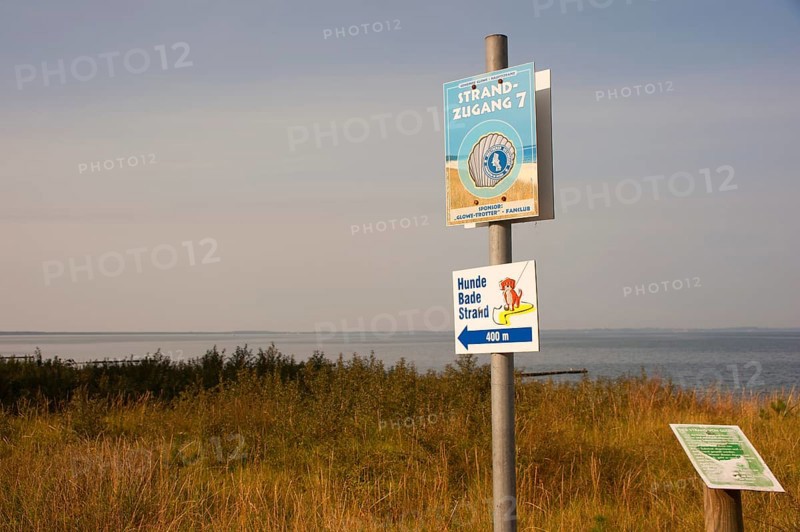 Information boards about the beach and dog beach, Cape Arkona, Wittow Peninsula, Putgarten, Rügen Island, Mecklenburg-Western Pomerania, Germany