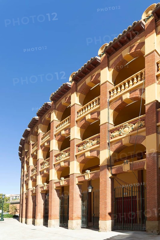 Plaza de Toros de la Misericordia historic bullring building, city of Zaragoza, Aragon, Spain