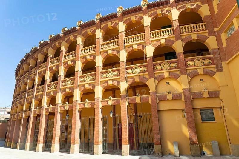 Plaza de Toros de la Misericordia historic bullring building, city of Zaragoza, Aragon, Spain