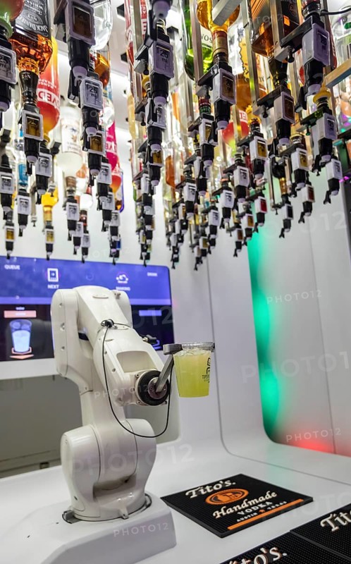 Las Vegas, Nevada - Robotic bartenders mix and serve drinks at the 'Tipsy Robot' in the Venetian Resort