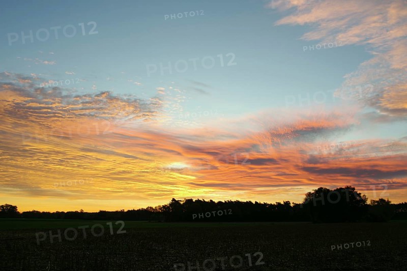 Morning, sky, clouds, lighting mood, landscape, red, orange, Germany, colorful play of colors just in front of sunrise