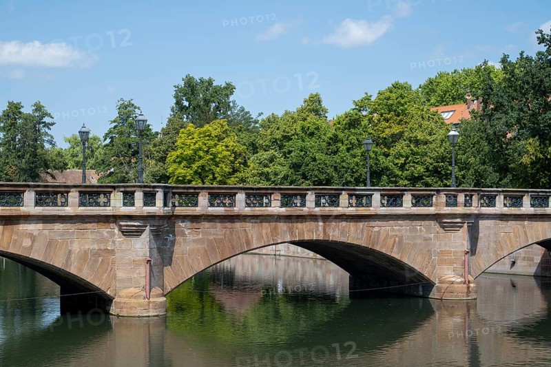 Maxbrücke over the Pegnitz River, Nuremberg, Middle Franconia, Franconia, Bavaria, Germany