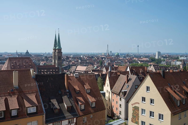 View of the city from Kaiserburg Castle, Nuremberg, Middle Franconia, Franconia, Bavaria, Germany