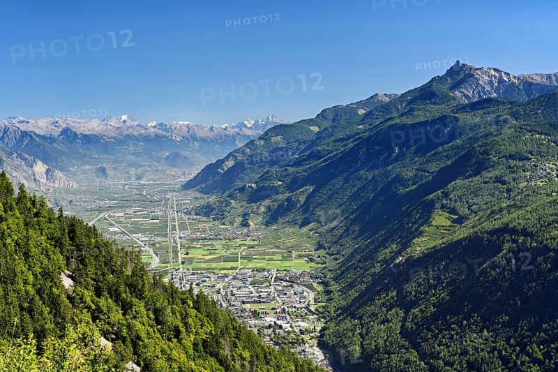 View of the valley and town, Chamonix-Mont-Blanc, Haute-Savoie, France