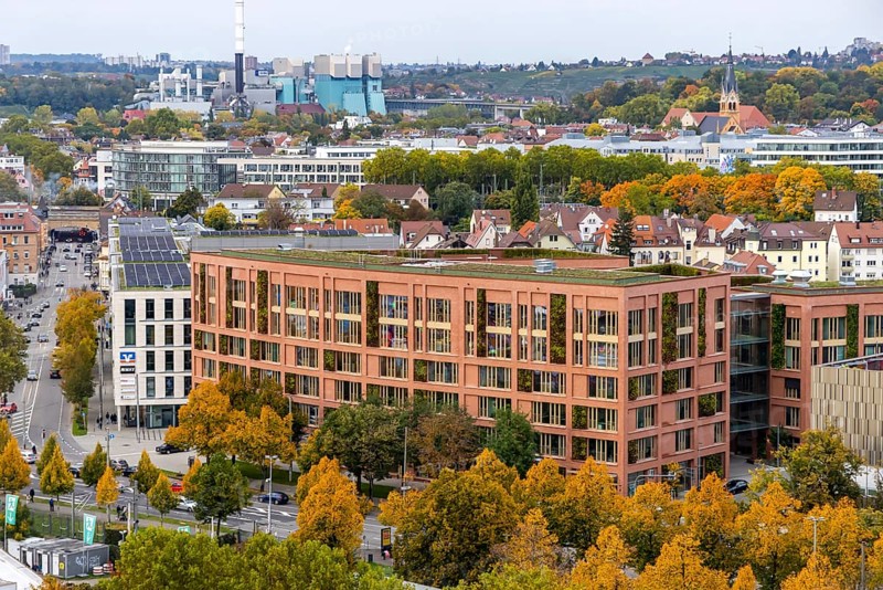 New use of the site of the former freight yard in Bad Cannstatt. Around 850 apartments, commercial spaces, parks, squares and roads are being built on 25 hectares. Stuttgart, Baden-Württemberg, Germany