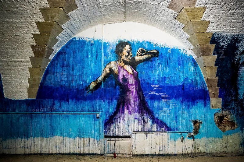 Street art, graffiti, MAUSA VAUBAN, Museum of Urban Art and Street Art, Vauban Fortress Neuf-Brisach, UNESCO World Heritage Site, Haut-Rhin Department, Alsace, France