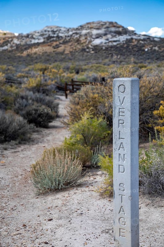 Rock Springs, Wyoming - A trail marker at the Point of Rocks Stagecoach Station. The station was built in 1862 on the Overland Trail. It was operated by the Overland Stage Company and later by Wells Fargo
