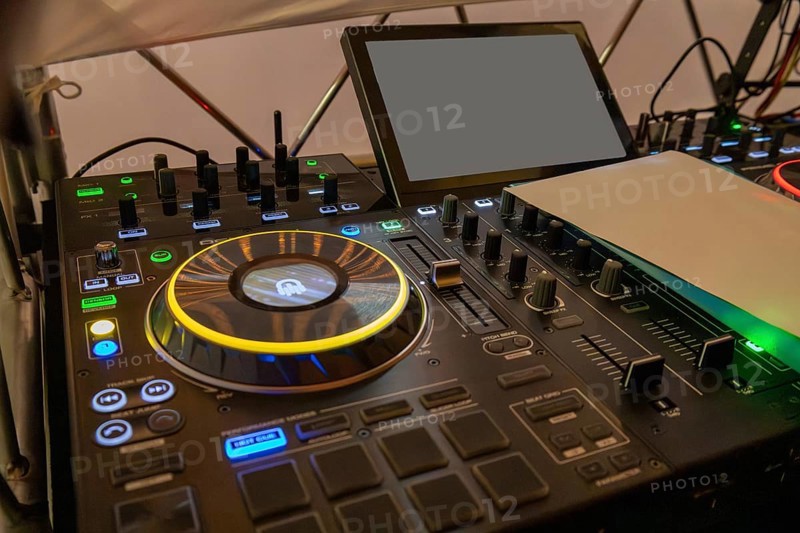 Close-up of a DJ controller