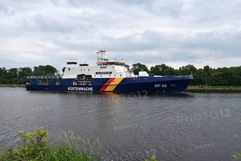 Coast Guard ship, Federal Police, in the Kiel Canal, NOK, Kiel Canal, Kiel Canal, Schleswig-Holstein, Germany