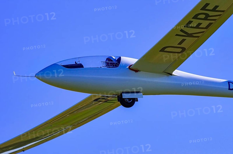 A Schempp-Hirth Nimbus 3MR motor glider, registration D-KERF, during a screening as part of an air show at the Rossfeld Air Sports Association on Rossfeld in Metzingen-Glems, Baden-Württemberg, Germany, for editorial use only