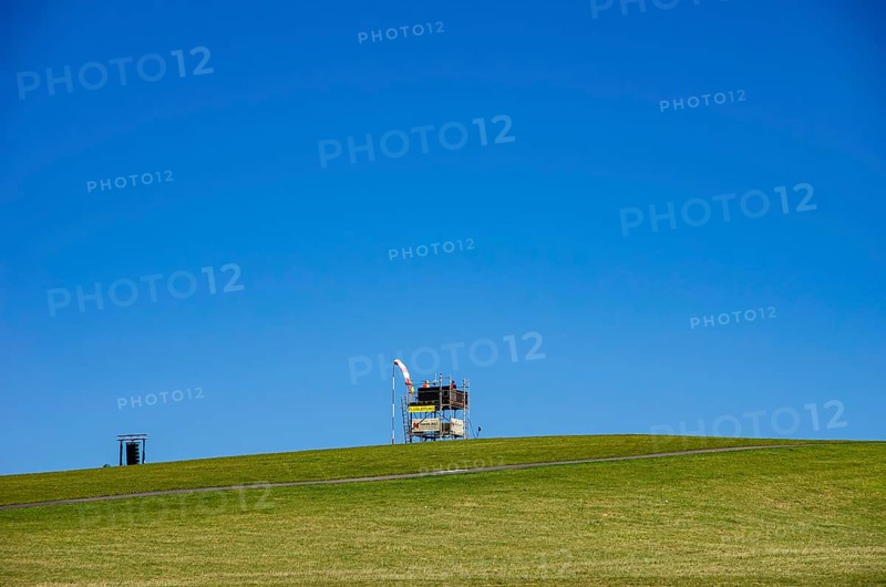 Flight management at the Fleigerberg Festival of the Rossfeld Luftsportverein in Metzingen-Glems, Baden-Württemberg, Germany, for editorial use only
