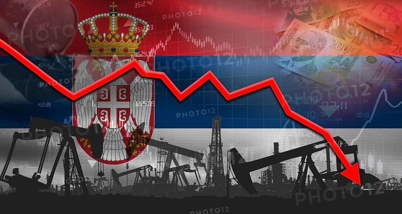 Fall oil price with flag of Mexico on economic chart, Petrol crisis with Mexico flag on financial graph