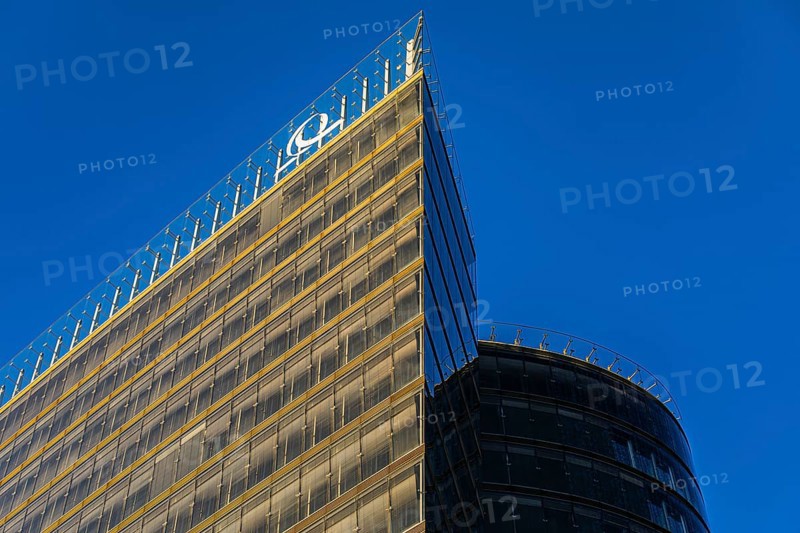 Modern high-rise building on the Danube Canal, near Schwedenplatz, Vienna, Austria