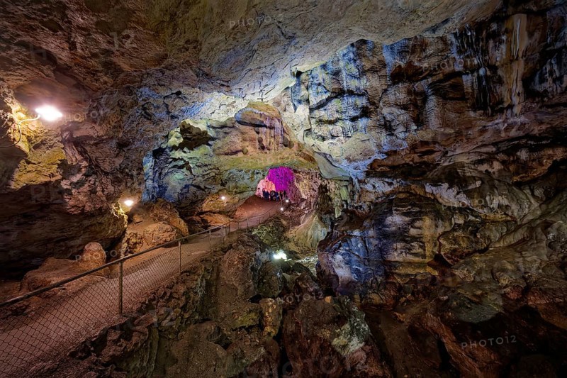 Nebelhöhle, stalactite cave in the Swabian Jura, stalactites, stalactite forest, interior view, Lichtenstein, Baden-Württemberg, Germany