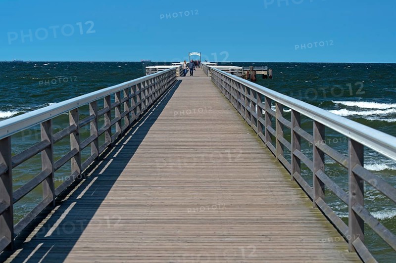 On the pier in the seaside resort of Ahlbeck, Usedom island, Mecklenburg-Western Pomerania, Germany