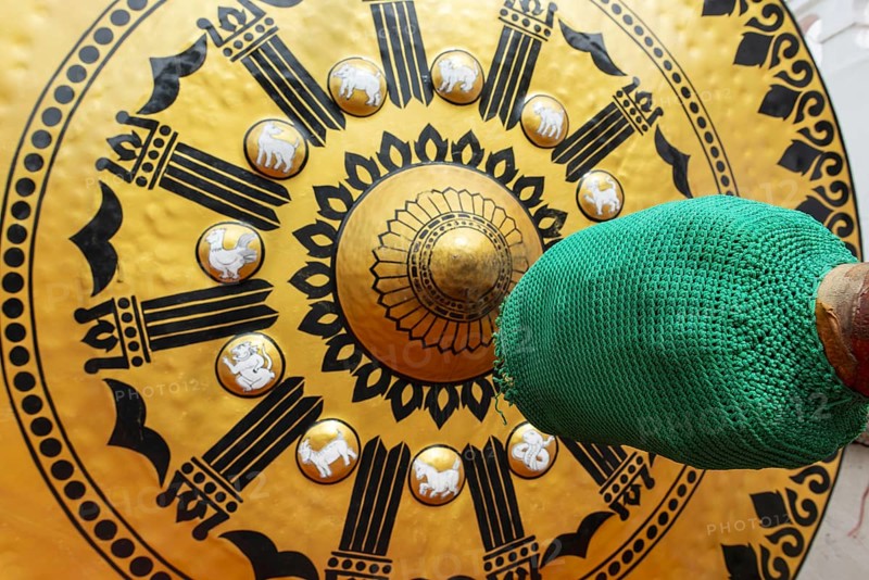 Temple gong (also Victory Gong or Luck Gong), when climbing to Wat Saket (Golden Mount) in the Pom Prap Sattru Phai district, Bangkok, Thailand