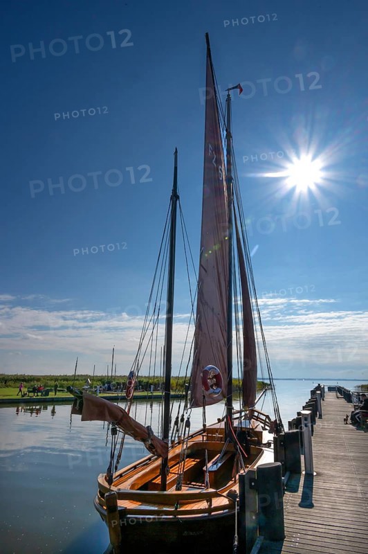 Zeesboot, built in 1930, in the port of Ahrenshoop, Darß, Mecklenburg-Western Pomerania, Germany