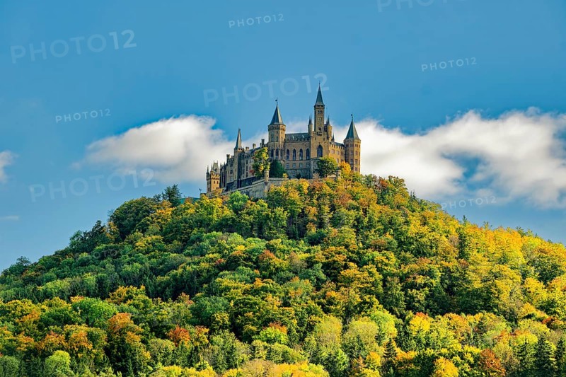Hohenzollern Castle, ancestral home of the House of Hohenzollern, noble family, German emperors, Bisingen, Baden-Württemberg, Germany