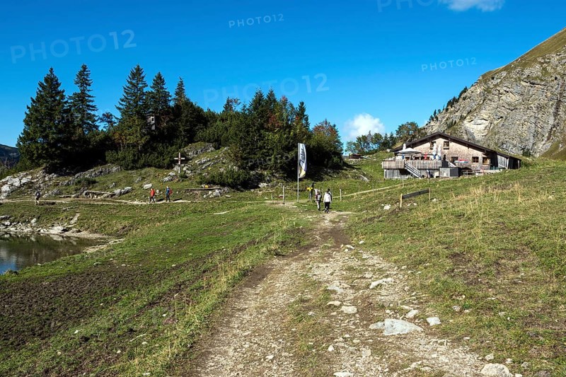 Obere Traualpe am Traualpsee, Allgäu Alps, Tannheim, Tyrol, Austria
