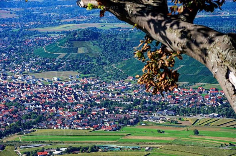 Picturesque scenery on the eaves of the Swabian Jura near Olgafels on Rossfeld in Metzingen-Glems, Baden-Württemberg, Germany