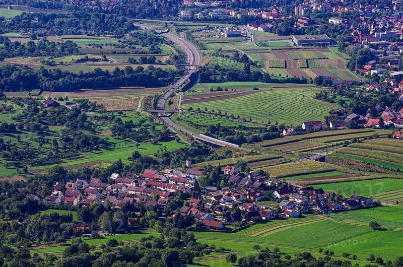Picturesque scenery on the eaves of the Swabian Jura near Olgafels on Rossfeld in Metzingen-Glems, Baden-Württemberg, Germany