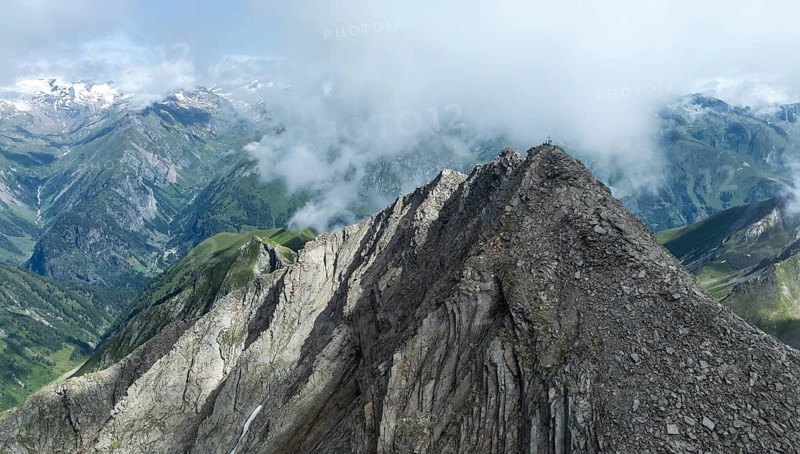 Alpine panorama, aerial view, Lasörling summit, Lasörling Group, Hohe Tauern, East Tyrol, Austria