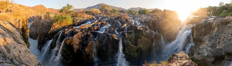 Epupa Falls, sunset at Epupa Waterfalls, Kaokoveld, Namibia