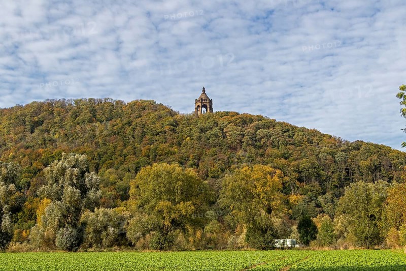 Mountain, forest, Kaiser-Wilhelm-Denkmal, Porta Westfalica, North Rhine-Westphalia, Germany