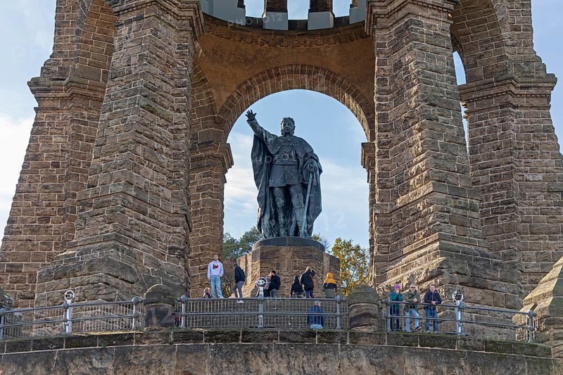 Statue, Kaiser Wilhelm Memorial, Porta Westfalica, North Rhine-Westphalia, Germany