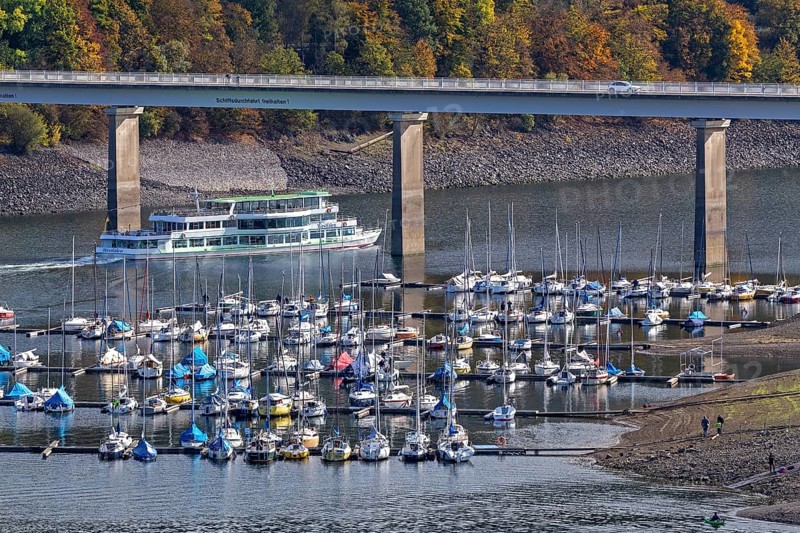 Marina, excursion ship, Talbrücke, Sondern, Olpe, Biggesee, Sauerland, North Rhine-Westphalia, Germany