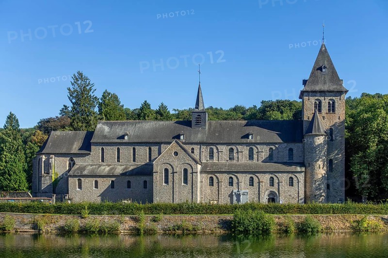 11th century Romanesque Abbey Church of St Peter, Église abbatiale Saint-Pierre d'Hastière, Hastière-par-delà, province of Namur, Wallonia, Belgium