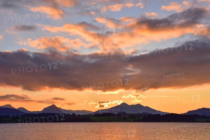 Sunset at Hopfensee in Allgäu, Bavaria, Germany