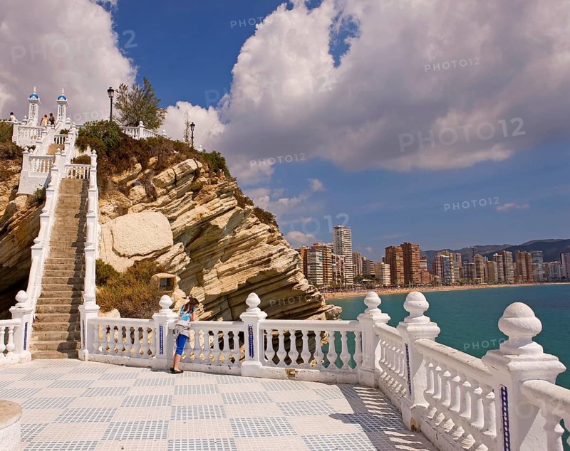 View from Balcon del Mediterraneo, stairs, Benidorm, Valencia (region), Costa Blanca, Spain