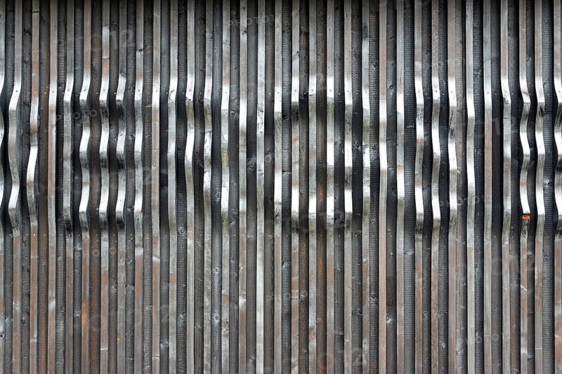 Wooden slats on a building on Freibergsee, Oberstdorf, Oberallgäu, Allgäu, Bavaria, Germany
