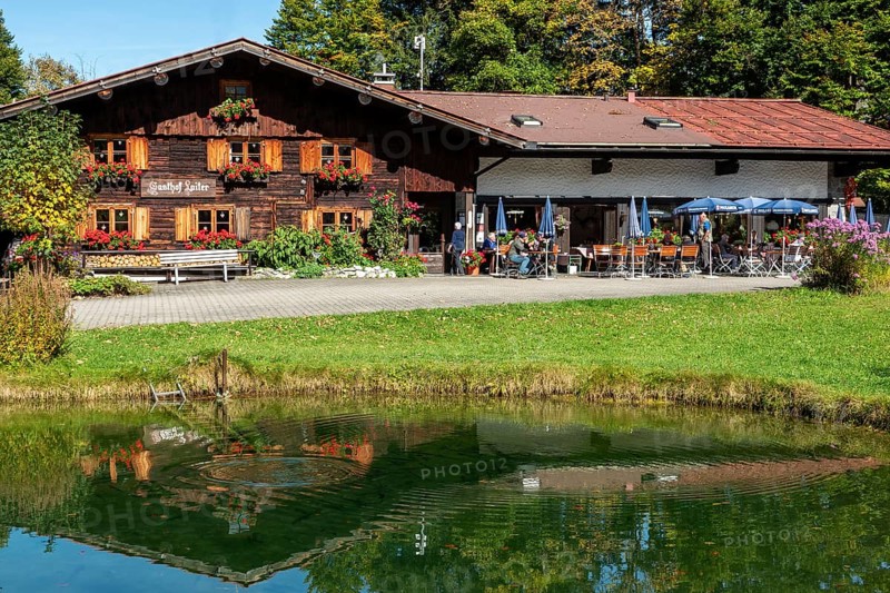 Gasthof Laiter mit Forellenteich, Stillachtal, Oberstdorf, Oberallgäu, Allgäu, Bavaria, Germany