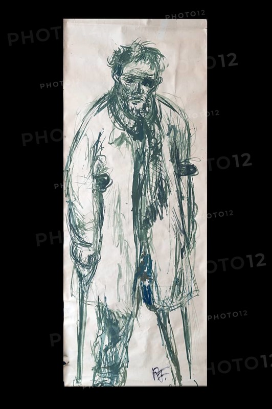 Original caricature, Berlin milieui from the 1940s, by artist Rudolf Führmann, 1909 to 1976, Lüneburg, Lower Saxony, Germany