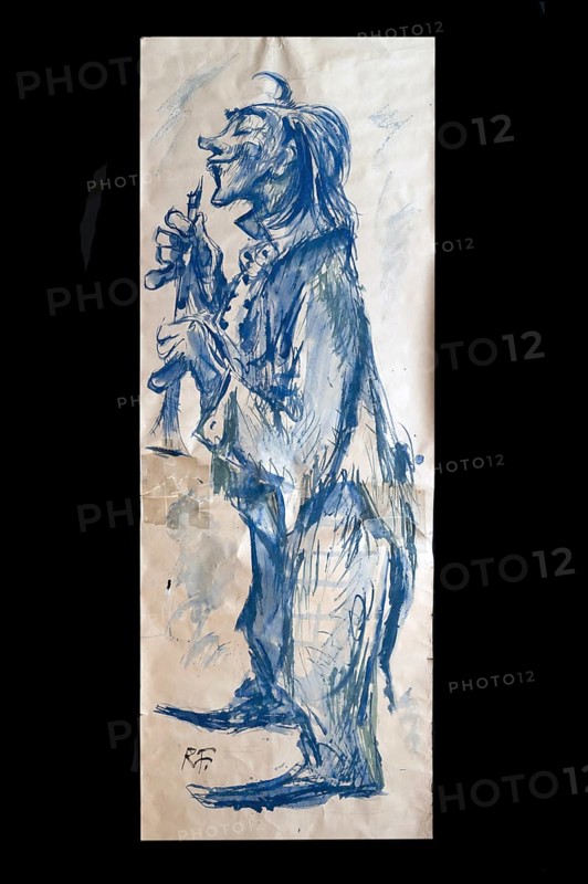 Original caricature, Berlin milieui from the 1940s, by artist Rudolf Führmann, 1909 to 1976, Lüneburg, Lower Saxony, Germany
