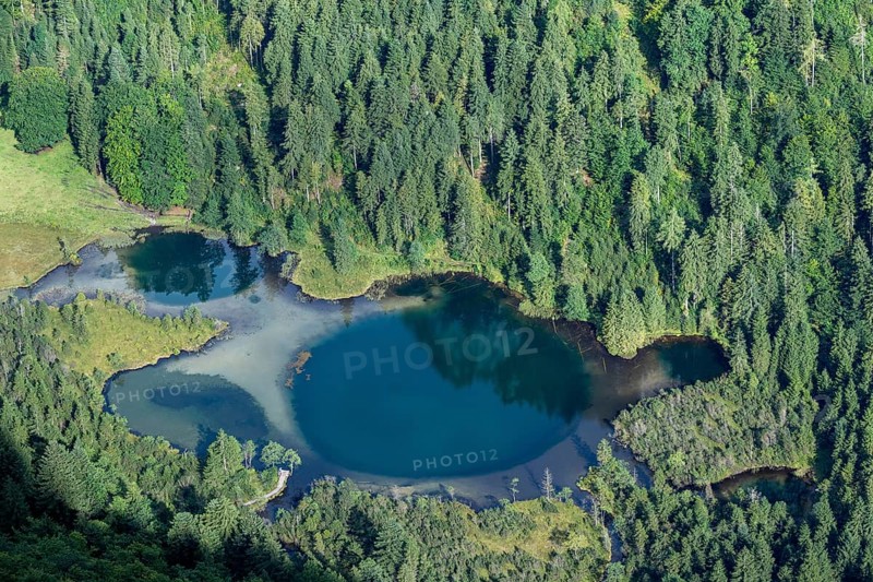 Deep view from Falkenstein to Falkensee near Inzell im Chiemgau, Bavaria, Germany