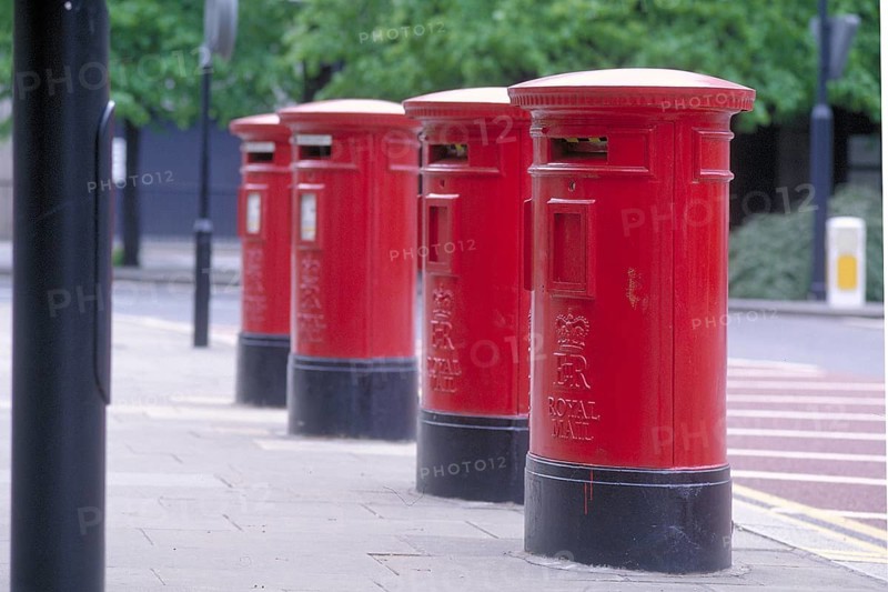 Typical red brie boxes, London, England, Great Britain
