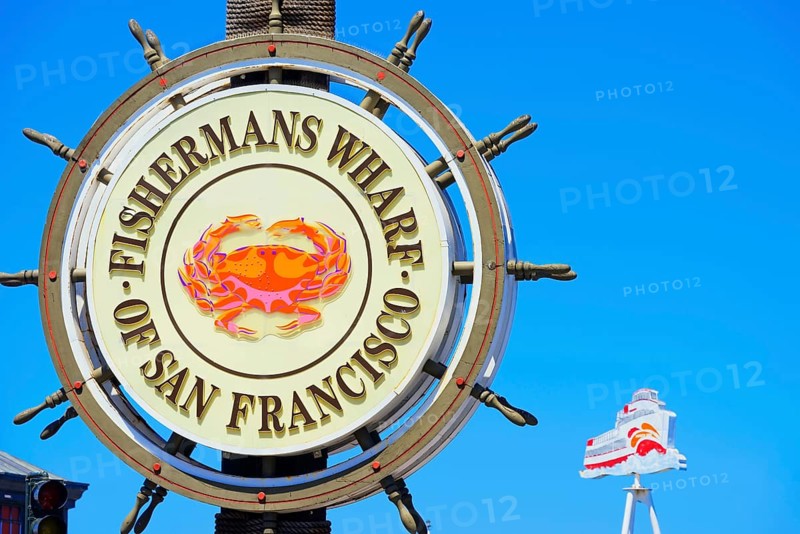 Fishermans Wharf sign post, San Francisco, California, USA