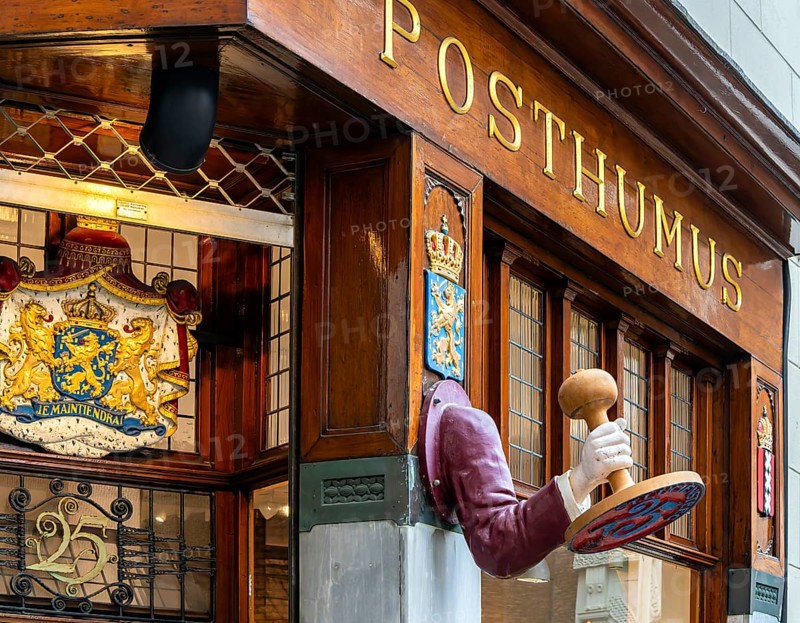 The Posthumus Shop, stationery boutique, shop façade with decorative stamp motifs, St. Luciensteeg, Amszerdam, the Netherlands