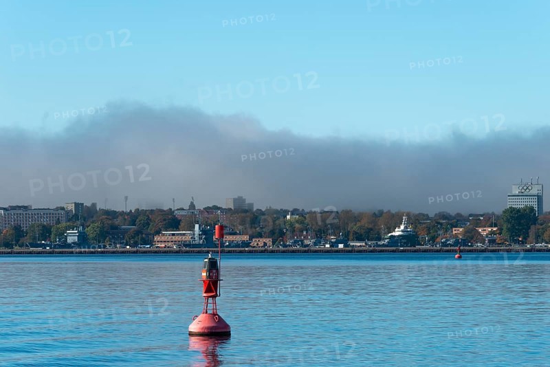 Kiel naval port, district of Wik, navy, ships, buoy, Olympic rings, Schleswig-Holstein, Germany