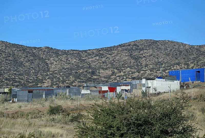 Corrugated iron huts in a poor settlement, Windhoek, Khomas region, Namibia