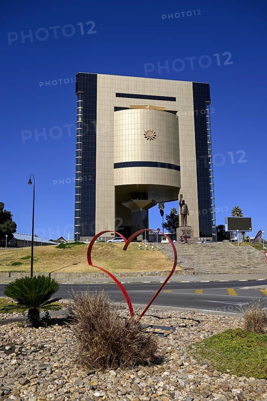 Heart in front of the Independence Museum, Independence Memorial Museum, Windhoek, Khomas region, Namibia