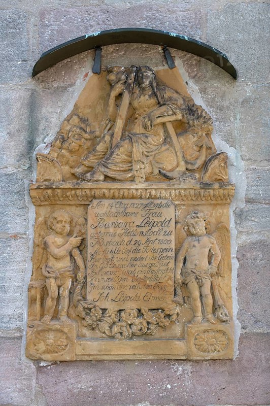 Epitaph from 1827 at the Nativity Church, Kirchenburg, Hannberg, Middle Franconia, Bavaria, Germany