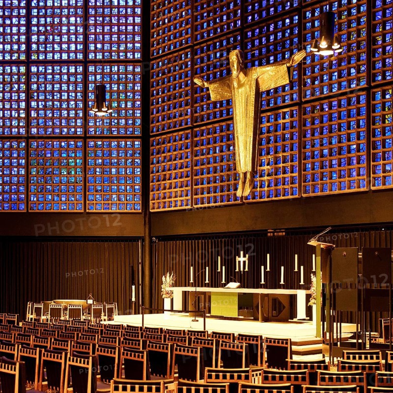 Kaiser Wilhelm Memorial Church, interior of the New Church with Resurrection Christ, Berlin, Germany