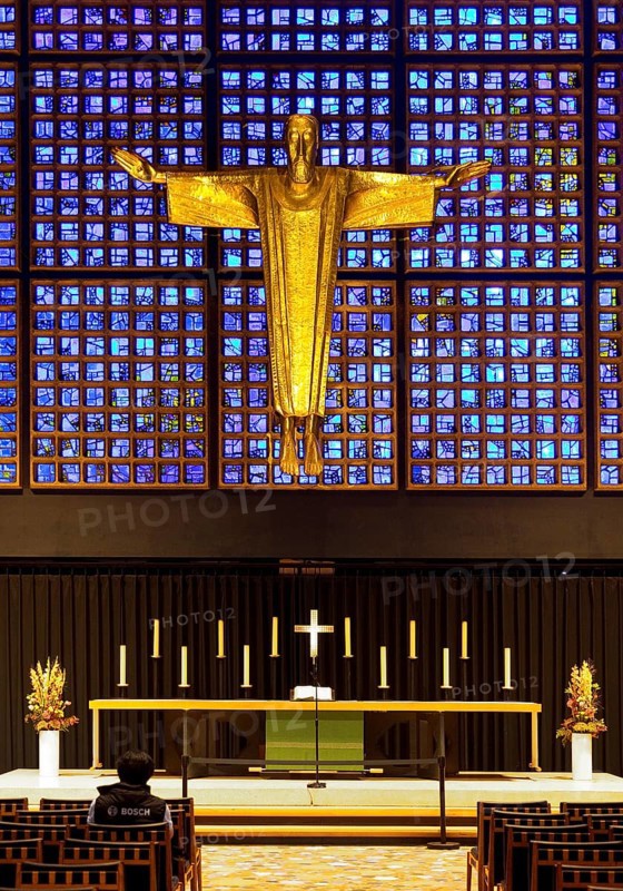 Kaiser Wilhelm Memorial Church, interior of the New Church with Resurrection Christ, Berlin, Germany